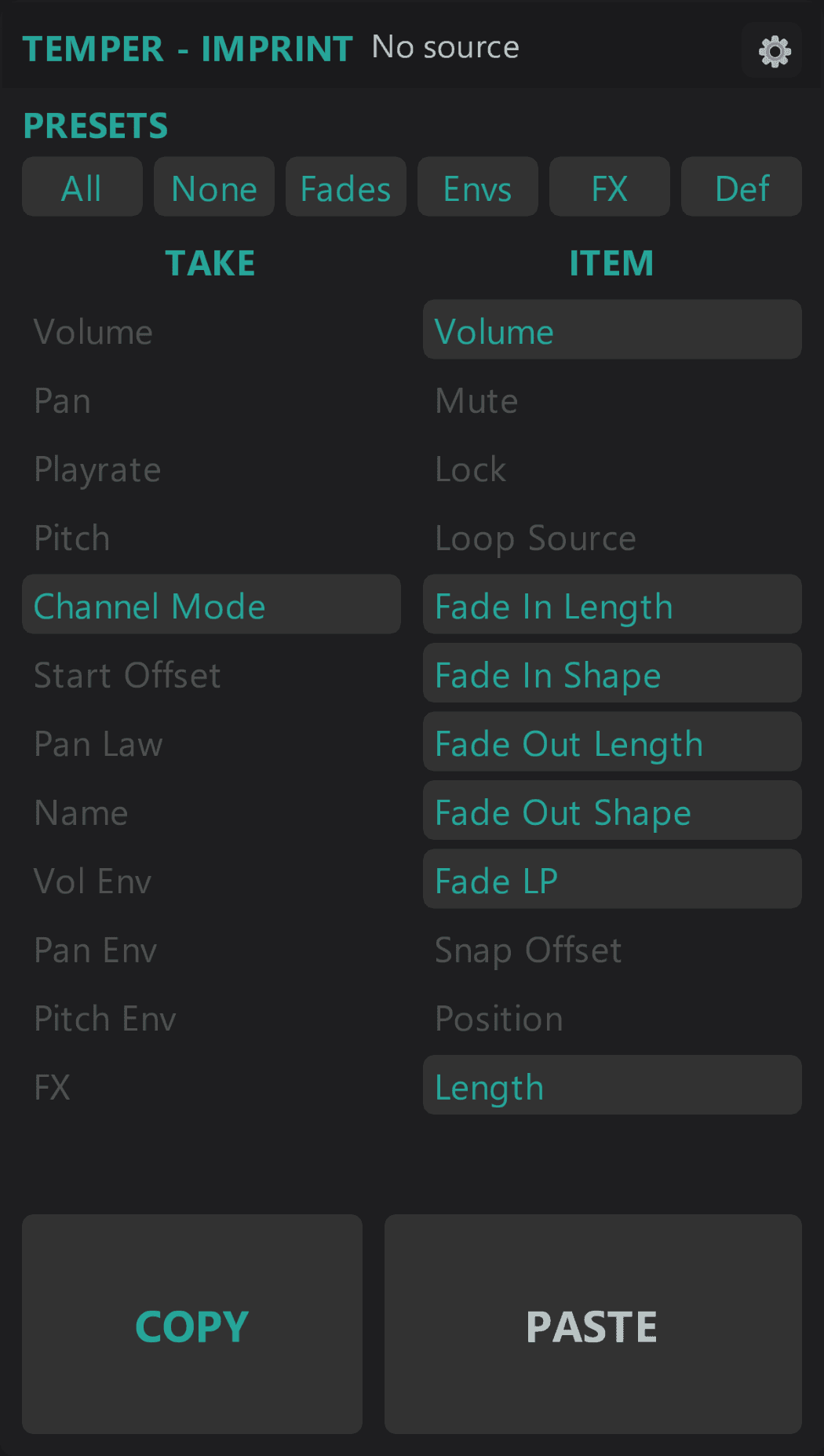 Temper Imprint interface