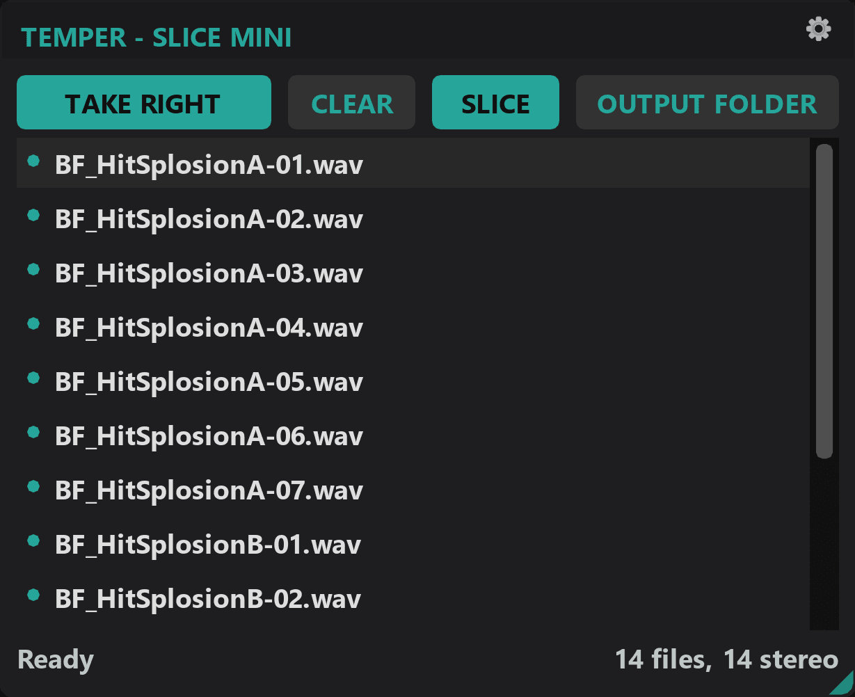 Temper Slice Mini interface