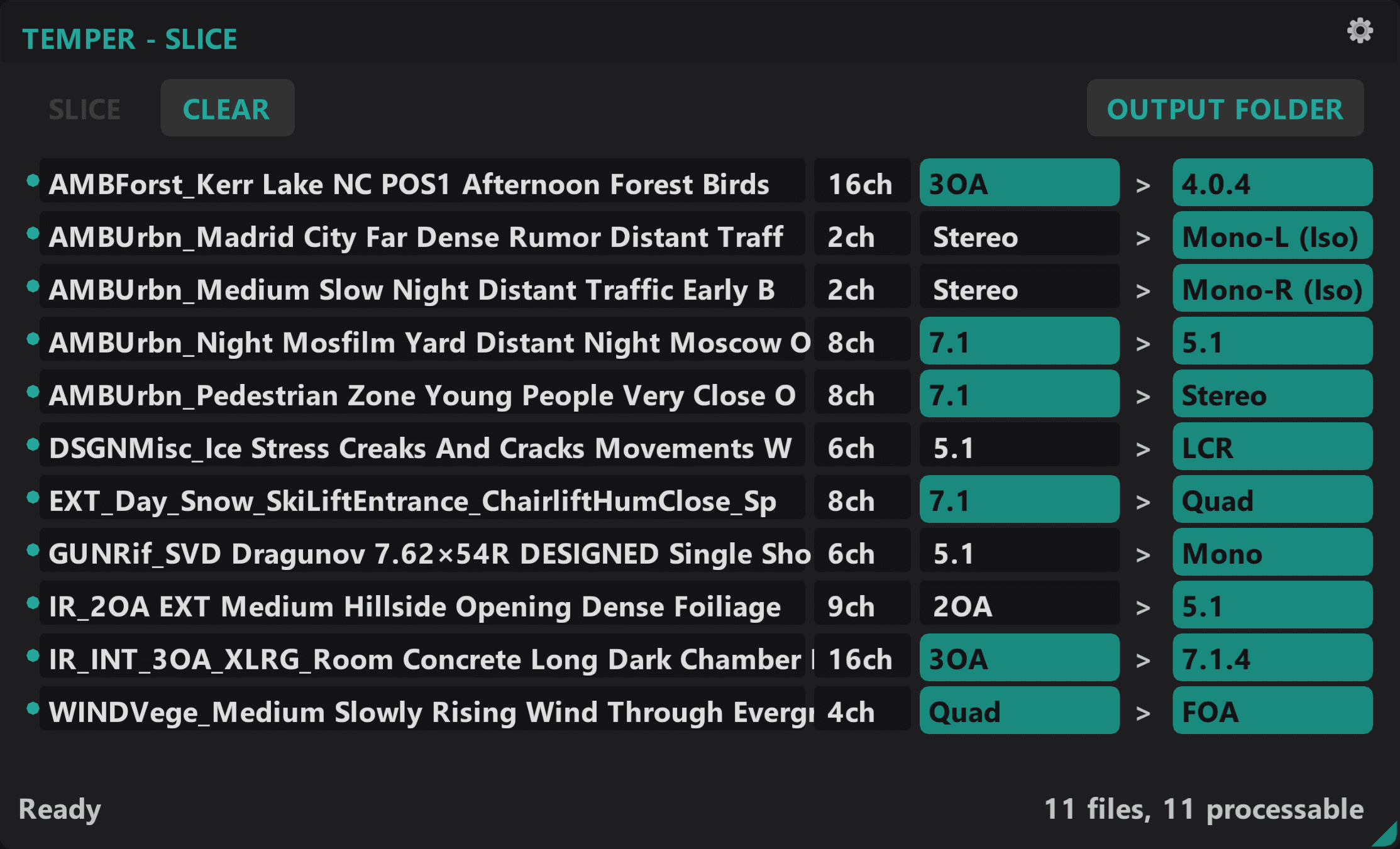 Temper Slice interface